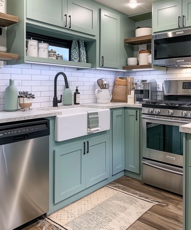 0016 Tour this California beachside park model RV with porch. The interior is breathtaking smallhometours 3