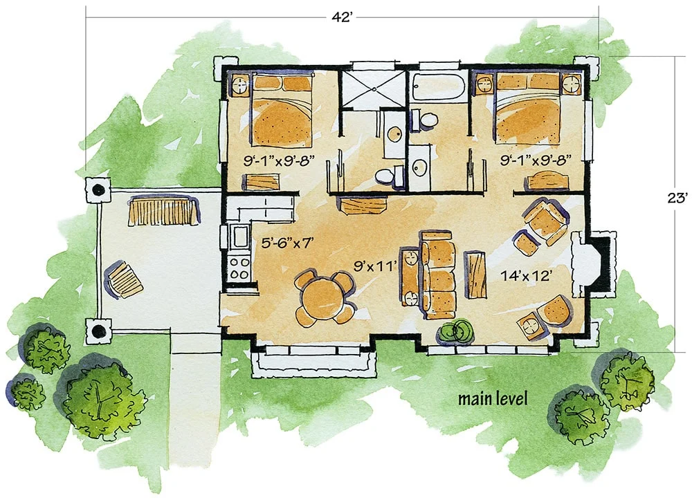 0033 single story 2 bedroom mountain home for a narrow lot smallhometours.com 7