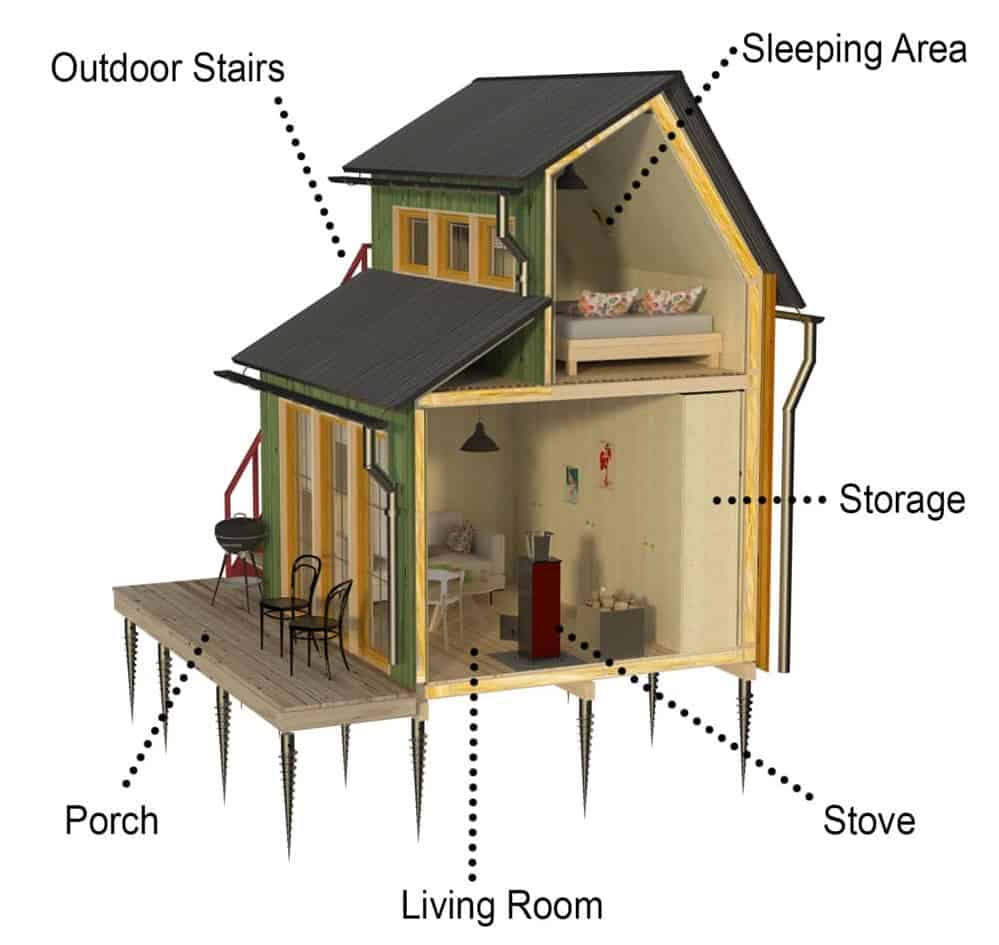 0056 1 bedroom two story jayne garden hut smallhometours.com 6