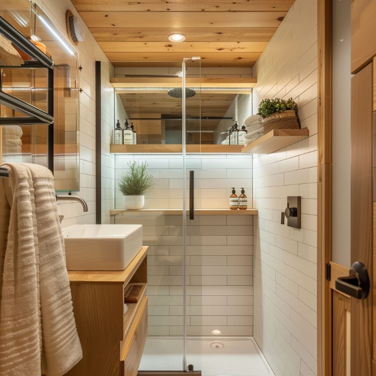 0066 Bathrooms are typically an afterthought in most tiny homes but this one steals the show smallhometours.com 4