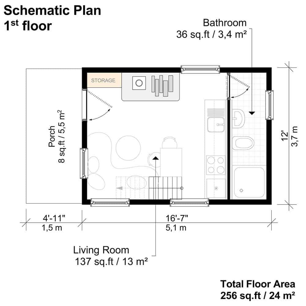 0067 1 bedroom cottage style single story shirley home smallhometours 6