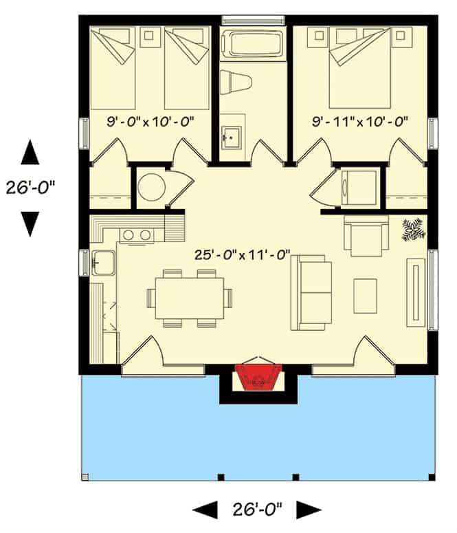 0077 2 bedroom contemporary style single story vacation home smallhometours.com 7