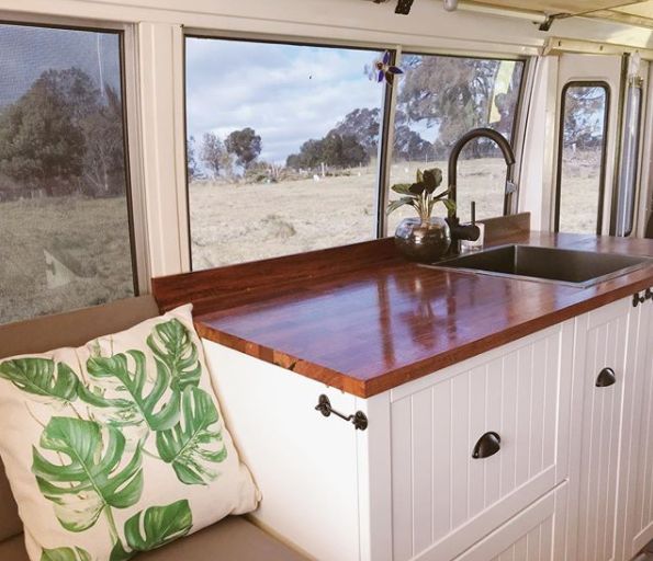 0088 How an Australian student and her pooch live full time in a renovated Nissan bus smallhometours.com 6