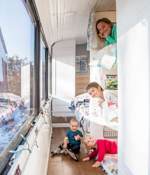 0090 A family of 6 travels full time in this renovated bus smallhometours.com 6
