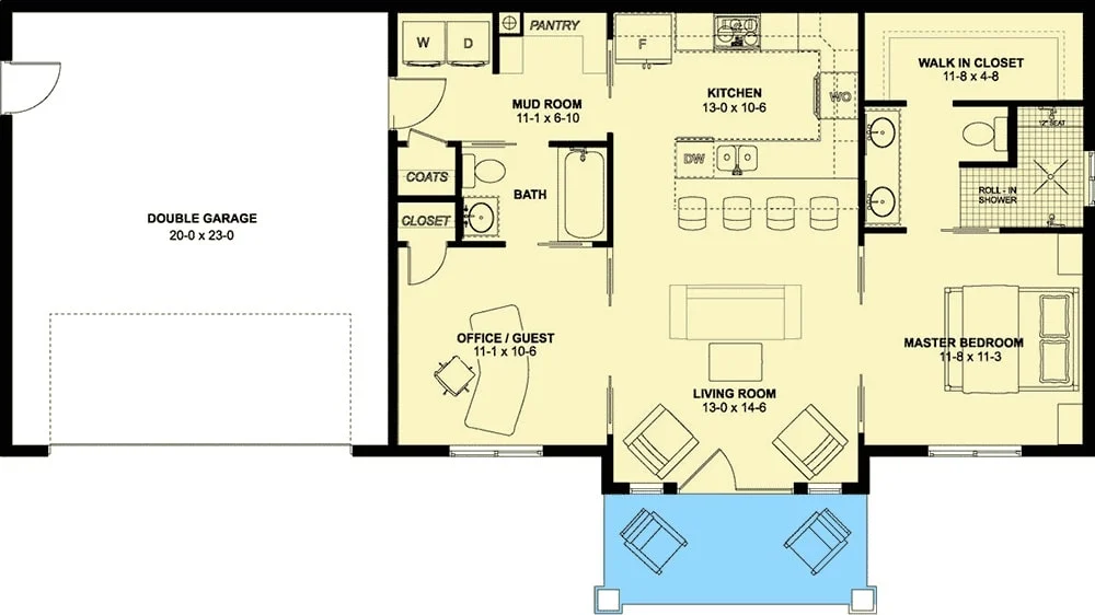0094 2 bedroom single story new american home with double garage smallhometours.com 5