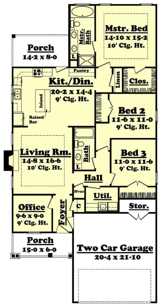 0105 3 bedroom single story craftsman home for a narrow lot smallhometours.com 4