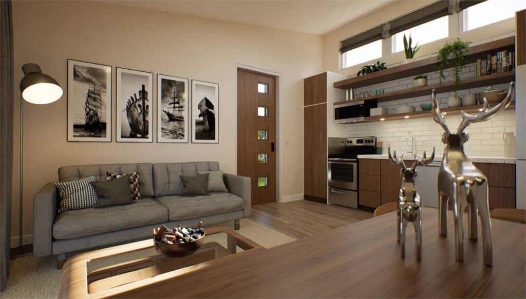 0106 the piccolo modern home the house designers smallhometours.com 9