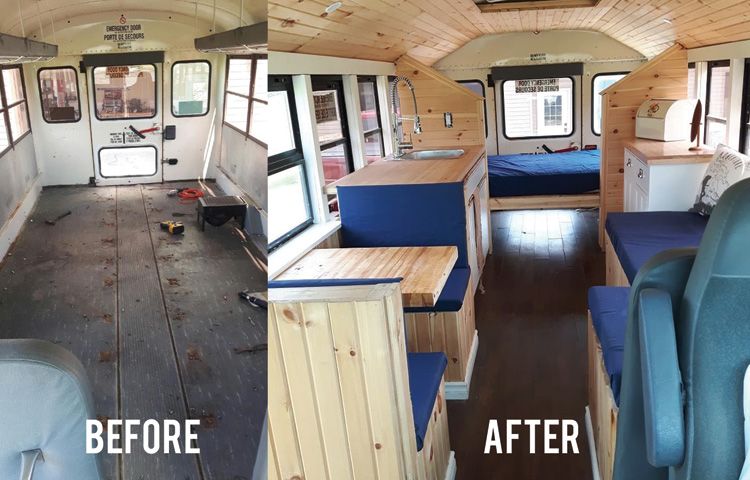 0167 Couple bought an old school bus and completely transformed the inside smallhometours.com 3