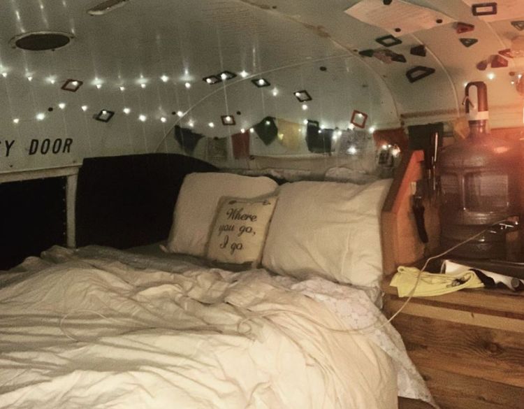 0170 Couple left their life behind to live full time in a renovated Skoolie. Take a tour inside smallhometours.com 8
