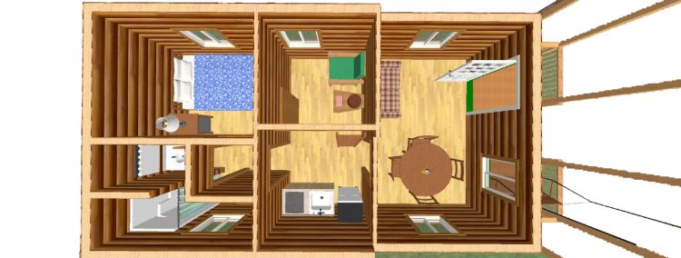 0186 Peek inside The interior of this simple log cabin is perfection smallhometours.com 8