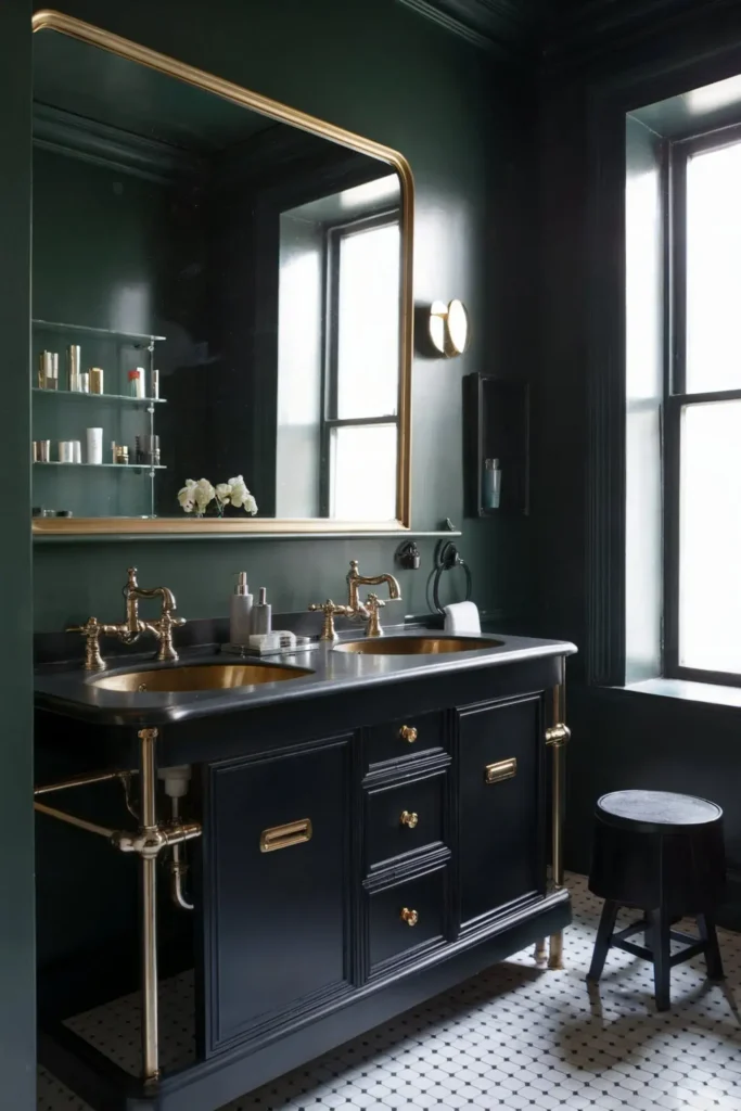dark green small bathroom ideas smallhometours.com 11