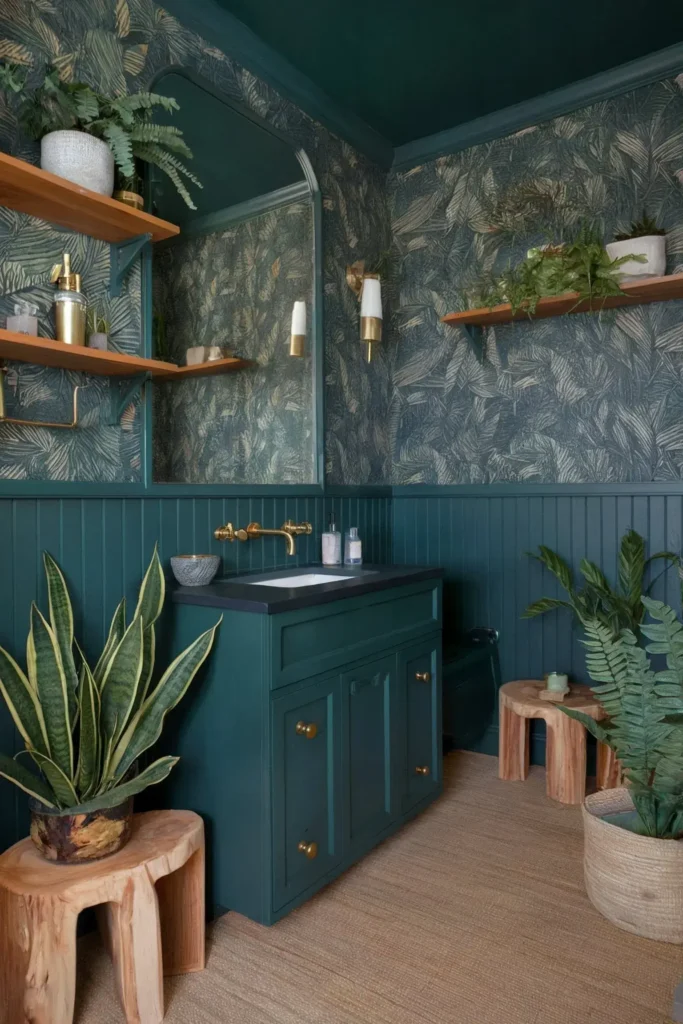 dark green small bathroom ideas smallhometours.com 13