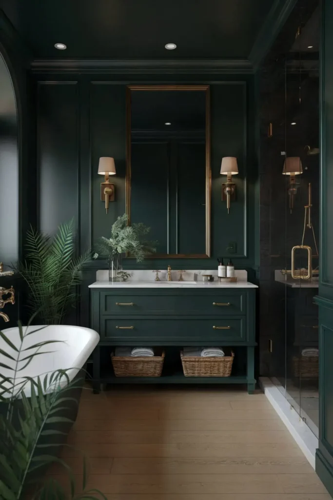 dark green small bathroom ideas smallhometours.com 15
