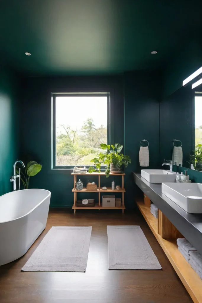 dark green small bathroom ideas smallhometours.com 16