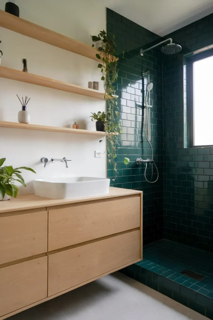 dark green small bathroom ideas smallhometours.com 17