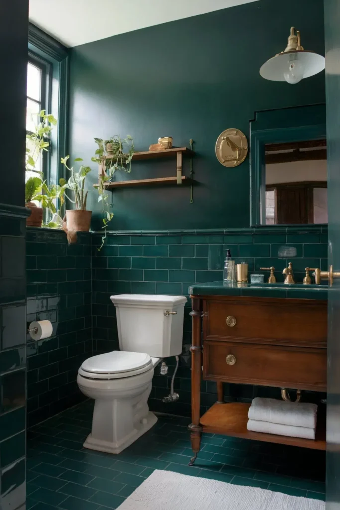 dark green small bathroom ideas smallhometours.com 19