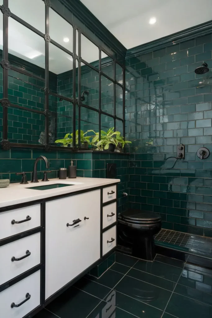 dark green small bathroom ideas smallhometours.com 2