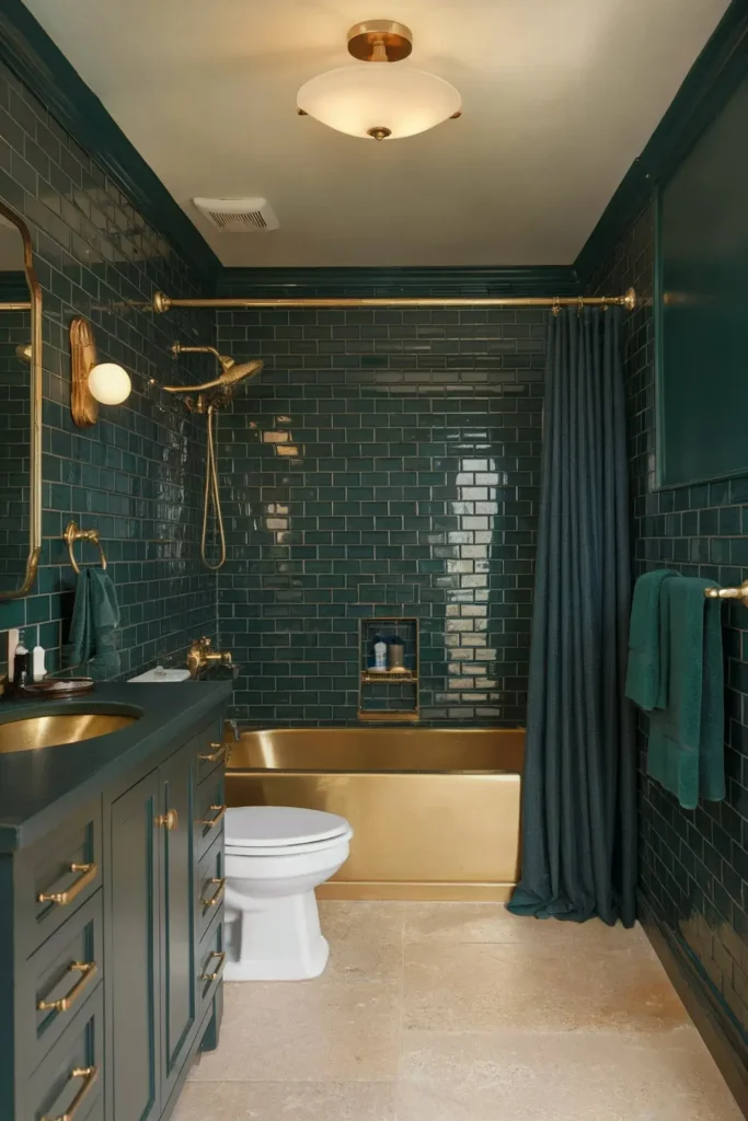 dark green small bathroom ideas smallhometours.com 4