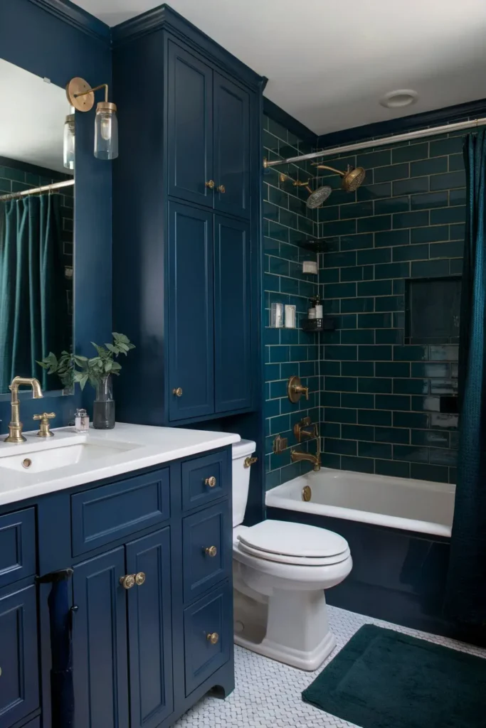 dark green small bathroom ideas smallhometours.com 5