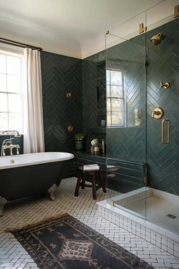 dark green small bathroom ideas smallhometours.com 7