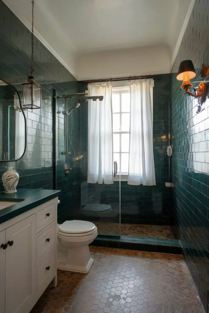 dark green small bathroom ideas smallhometours.com 8