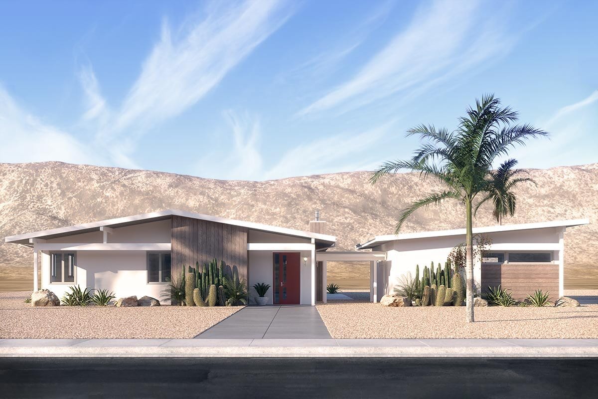 2-Bedroom Single-Story Mid-Century Modern Home with Open Concept Living ...