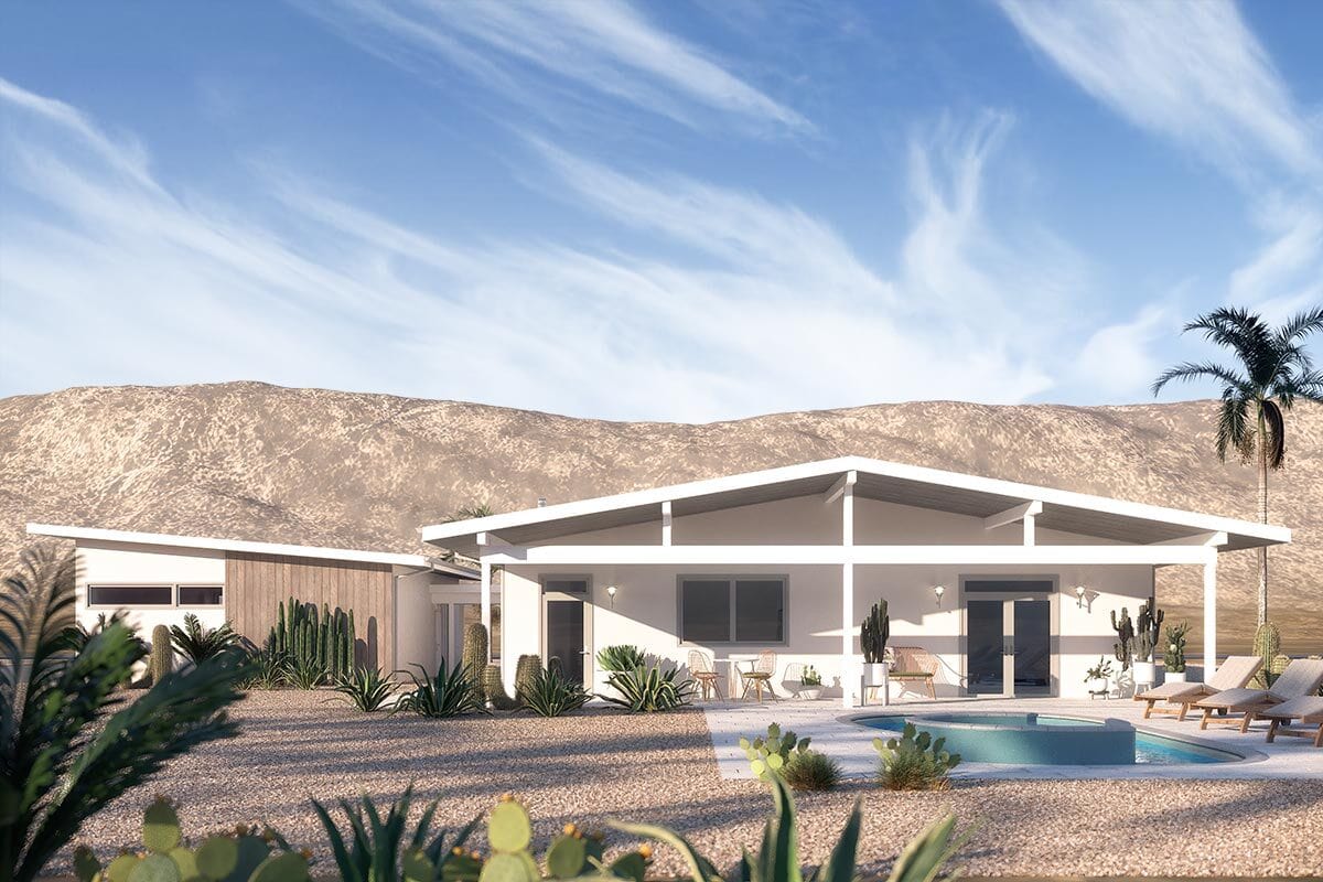 2-Bedroom Single-Story Mid-Century Modern Home with Open Concept Living ...
