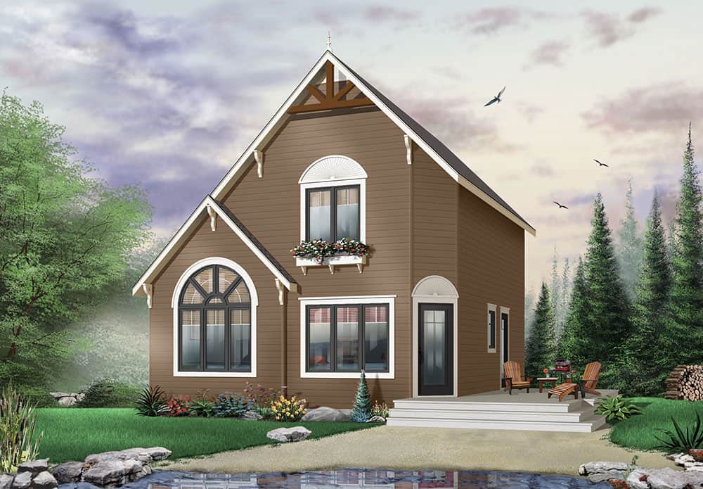 0353 two story 2 bedroom the woodlette country style home for a narrow lot smallhometours 3