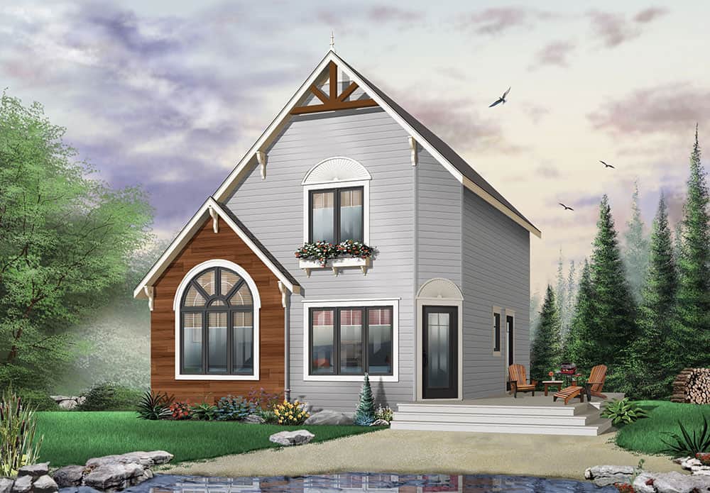 0353 two story 2 bedroom the woodlette country style home for a narrow lot smallhometours 5