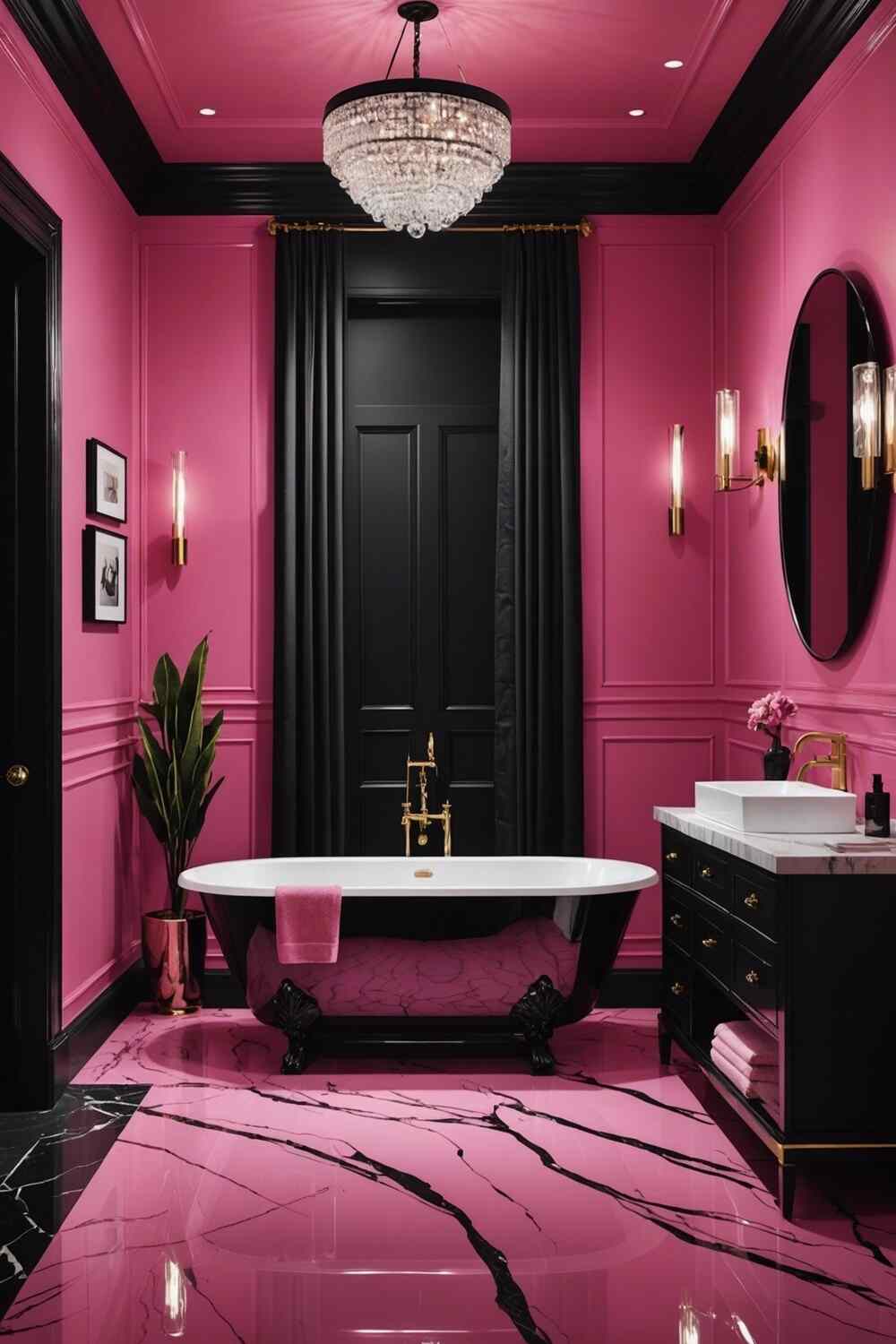 21+ Stunning Pink and Black Small Bathroom Ideas You'll Love - Small Home Tours