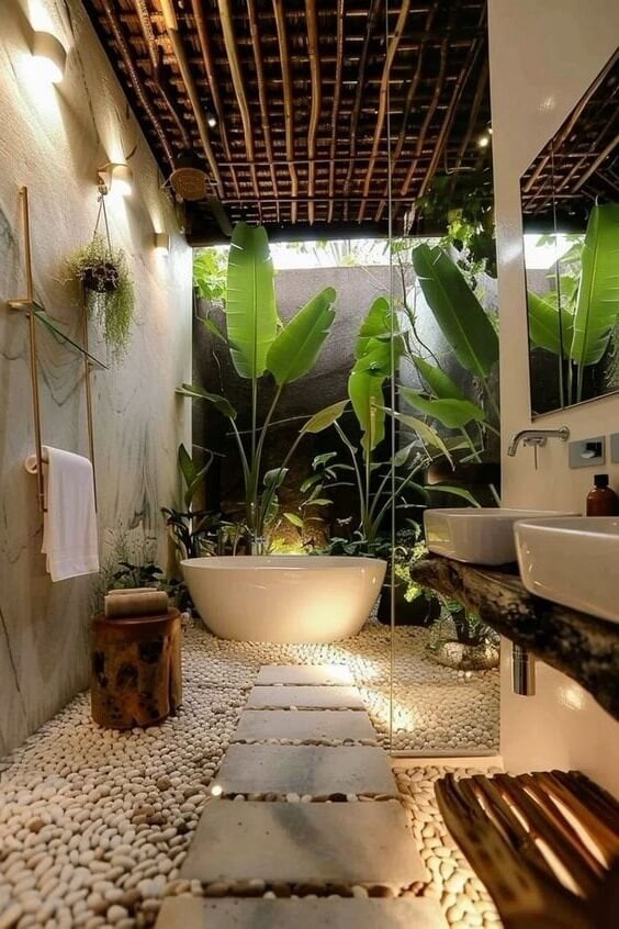 bonus earthy small bathroom ideas natural decor tile color palette aesthetic design inspiration smallhometours.com 3