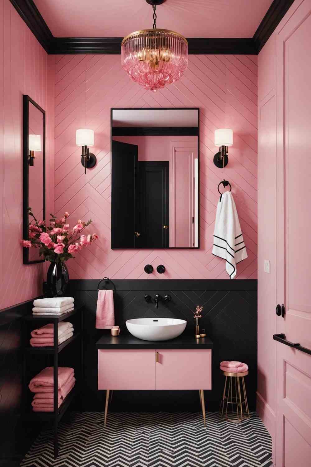 21+ Stunning Pink and Black Small Bathroom Ideas You'll Love - Small ...