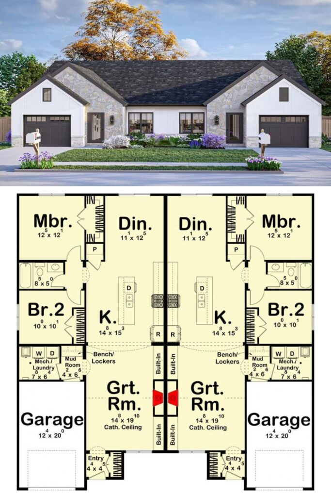 0397 623358DJ modern cottage duplex architectural designs smallhometours.com 2
