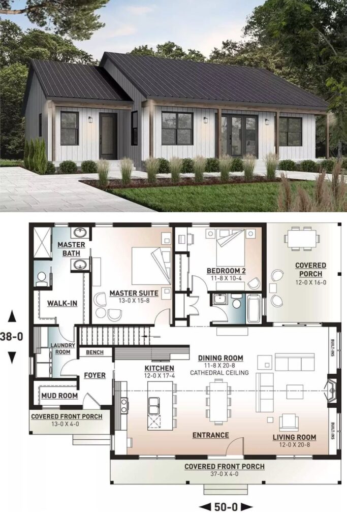 0400 THD 7388 beauford modern farmhouse the house designers smallhometours.com 2