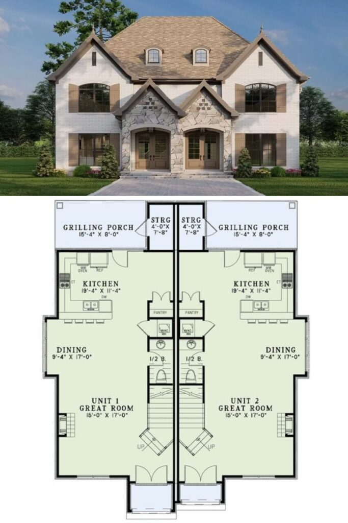 0414 60621ND french country duplex architectural designs smallhometours.com 2