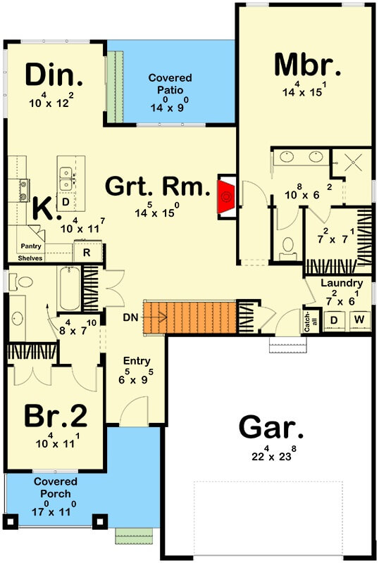 0432 2 bedroom craftsman home floor plan smallhometours.com 12