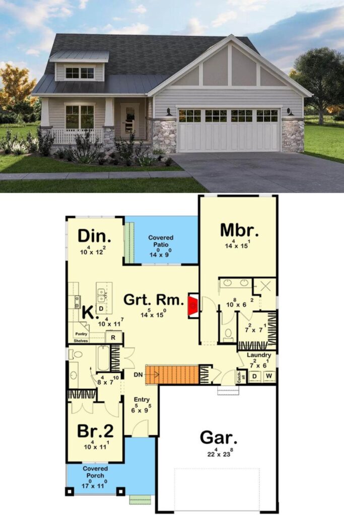 0432 2 bedroom craftsman home floor plan smallhometours.com 2
