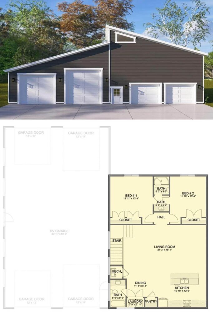 0436 61526UT modern barndominium arcihtectural designs smallhometours.com 2 2