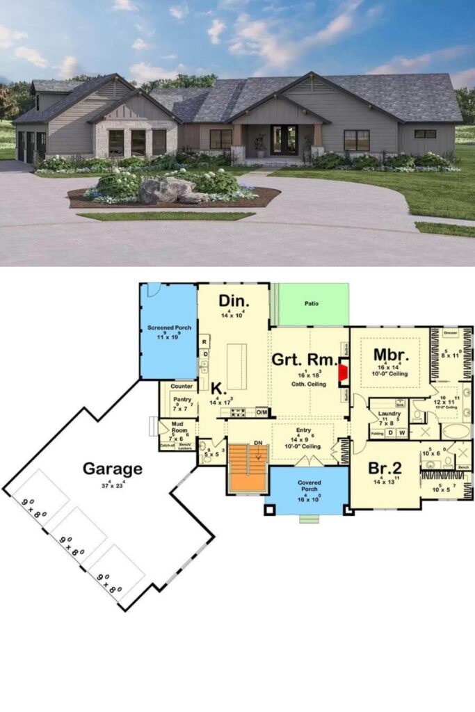 0446 main level floor plan 62643DJ craftsman ranch architectural designs smallhometours.com 2 1