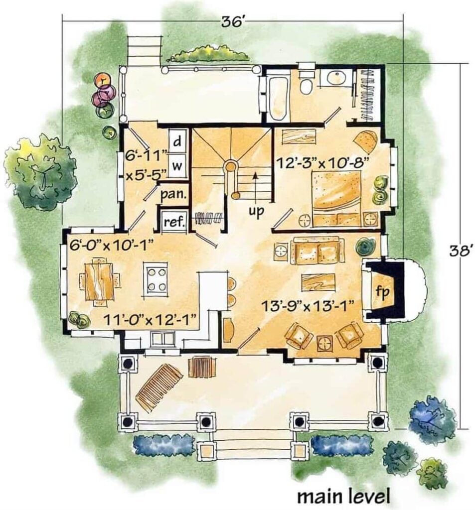 0474 rustic 2 bedroom log cabin 1362 sq ft floor plan smallhometours.com 11
