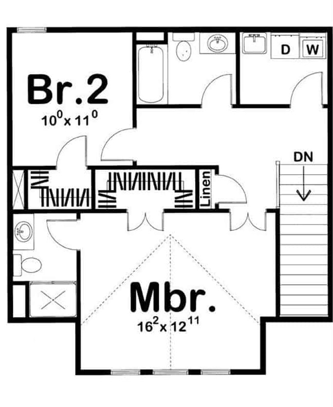 0480 2 bedroom two story craftsman home for narrow lot smallhometours.com 6