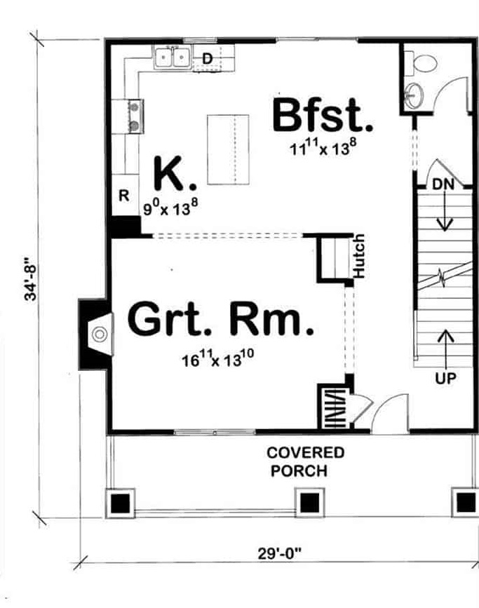 0480 2 bedroom two story craftsman home for narrow lot smallhometours.com 7