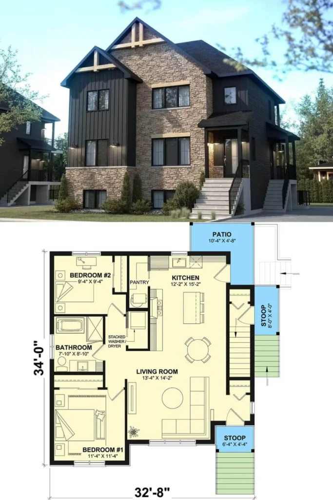 0483 21487DR traditional triplex architectural designs smallhometours.com 1