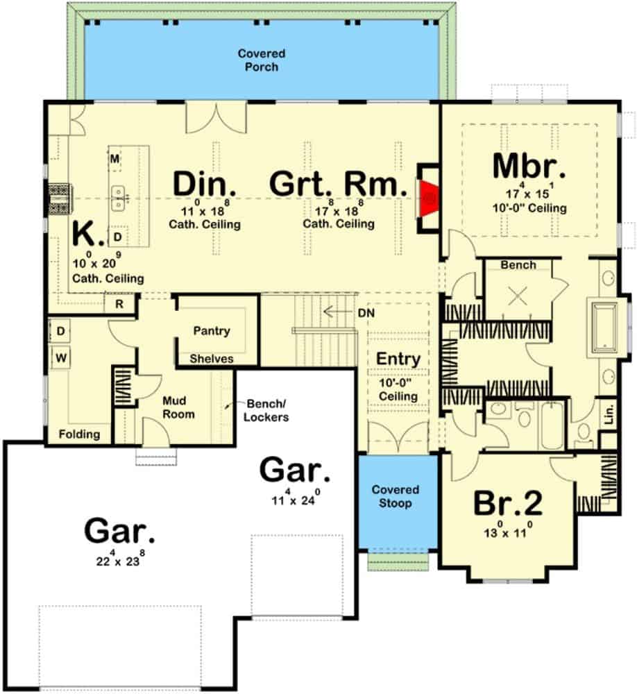 0484 single story 2 bedroom new american home with open floor plan and garage smallhometours.com 11