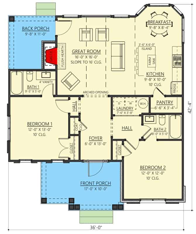 0503 single story european style 2 bedroom cottage smallhometours.com 11