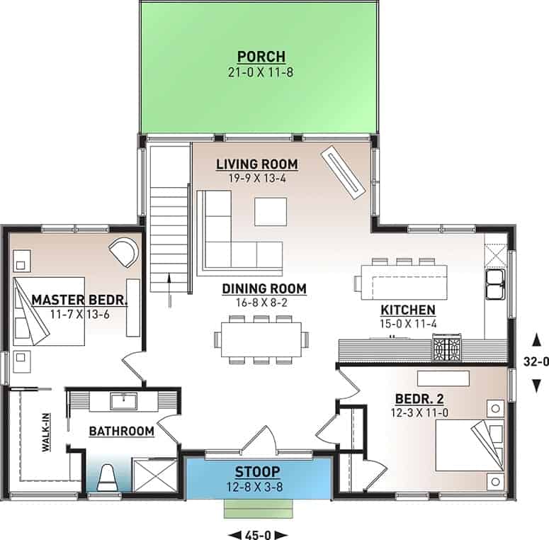 0553 single story 2 bedroom modern mountain home with open living space smallhometours.com 6
