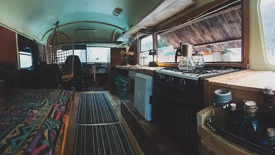 0231 Young man builds stunning school bus tiny house for only 4500 off grid living smallhometours.com 2