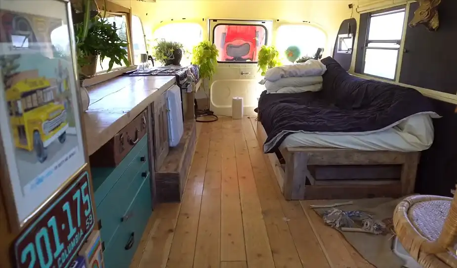 0231 Young man builds stunning school bus tiny house for only 4500 off grid living smallhometours.com 3