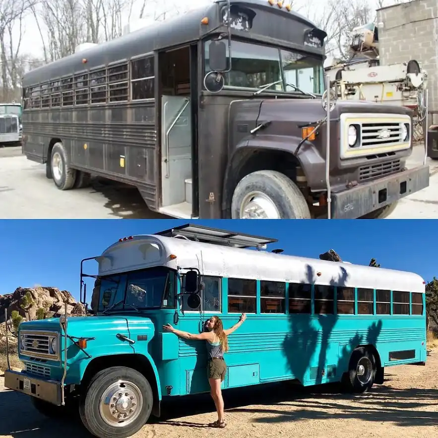 0232 Couple turns prison bus into a perfectly designed DIY skoolie smallhometours.com 5