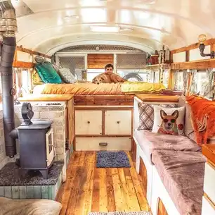 0232 Couple turns prison bus into a perfectly designed DIY skoolie smallhometours.com 7